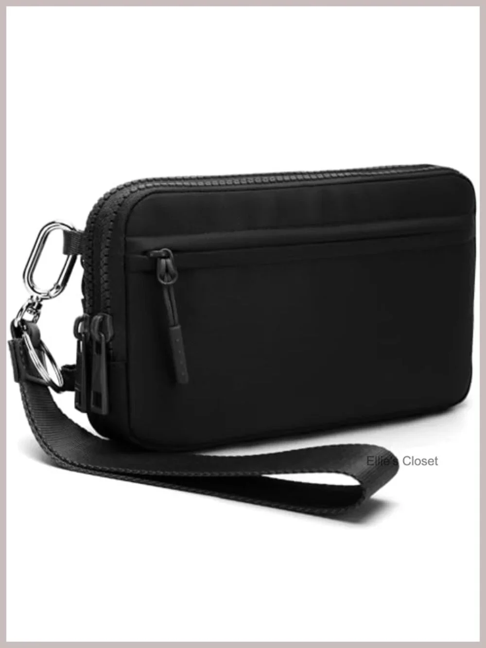 Nylon RFID Wristlet Crossbody Bag 4 Zippers Adjustable Strap